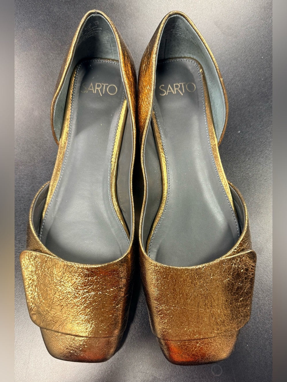 Sarto Women's Metallic Gold D'Orsay Flats - Size 11